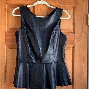 Black faux leather sleeveless top